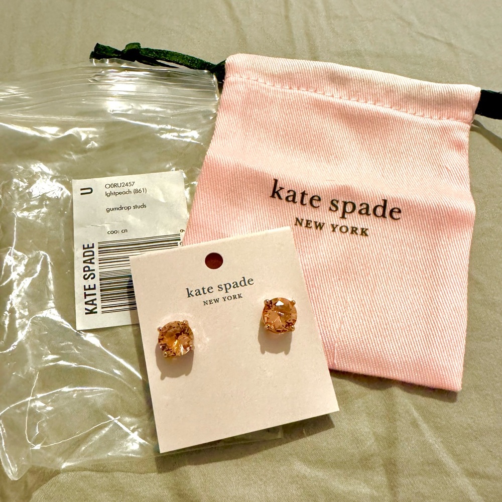 Kate Spade Light Peach Earrings NWT & Bag